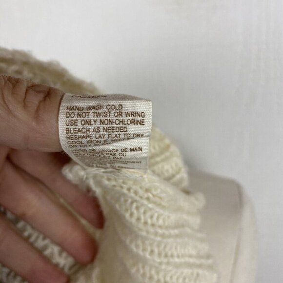 Free People Sweater S Womens Ivory Cowl Neck Batwing Short Sleeve Loose Knit - Picture 7 of 8